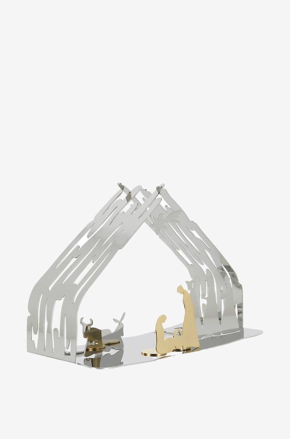 ALESSI Silberne Weihnachtskrippe Bark Crib Haus STAHLFARBEN 1