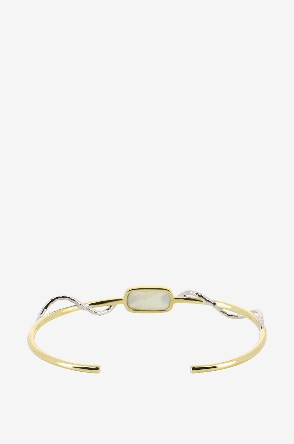 BE MAAD Jonc doré orné de nacre et de zircons Sangha Femme BLANC 2