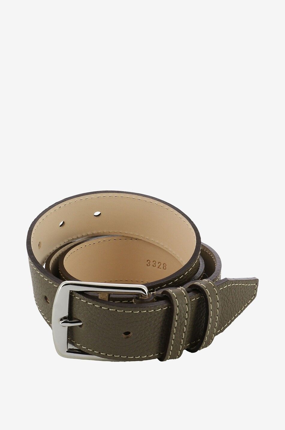 Grained leather belt