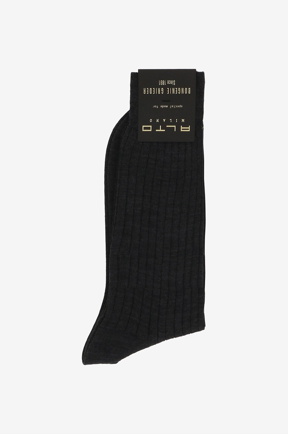 ALTO MILANO Gerippte Wollsocken Herren DUNKELGRAU 1