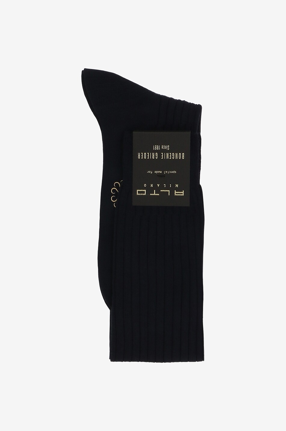 ALTO MILANO Ribbed wool long socks Men DARK BLUE 1