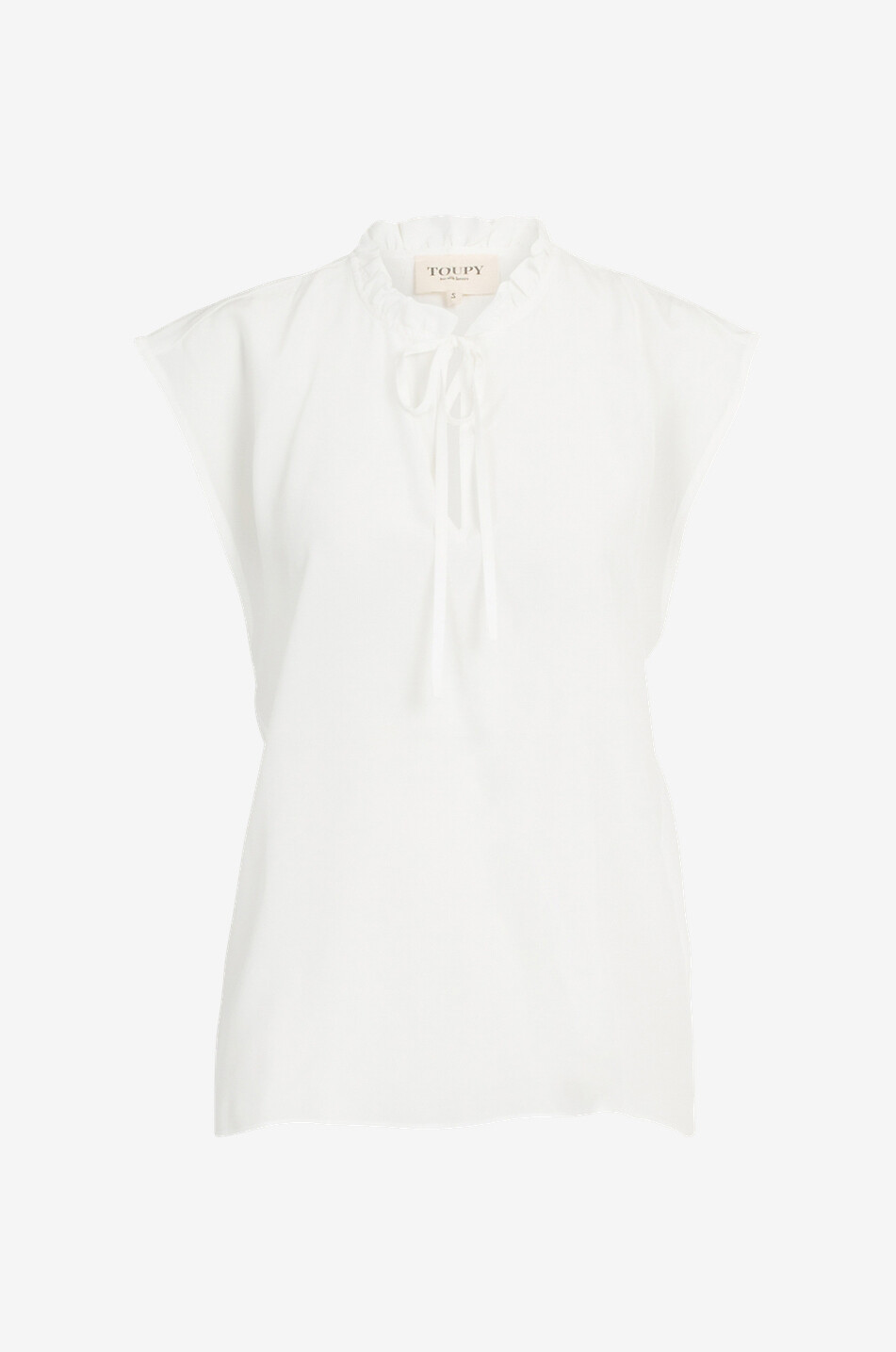 TOUPY Top en soie sans manches à col volanté Agil Femme Beige clair 1