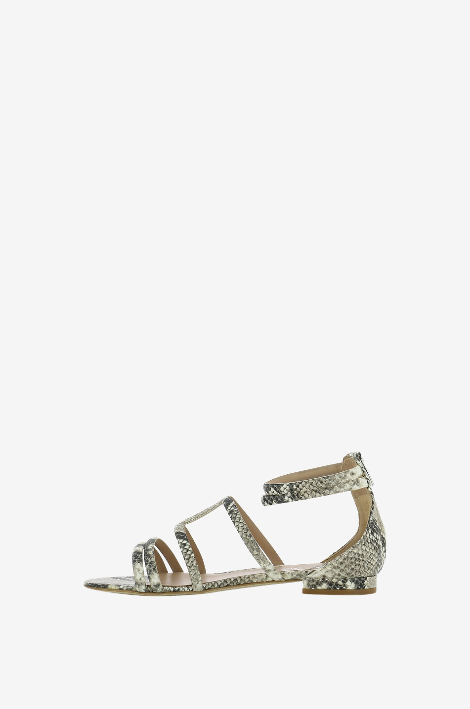 BONGENIE Flat python effect leather sandals Women BEIGE 3
