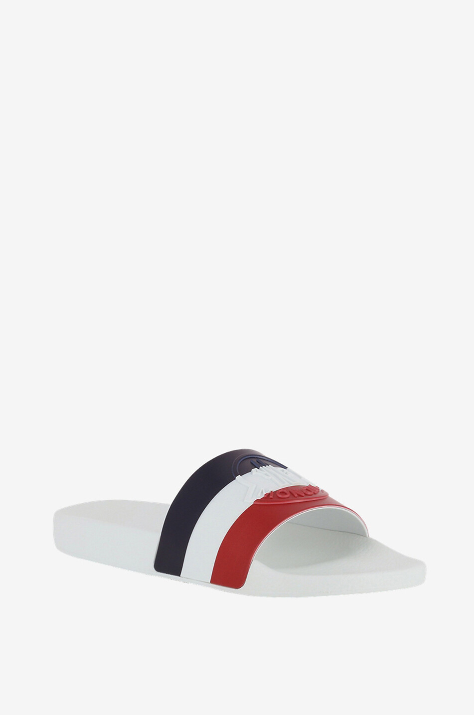 MONCLER Claquettes tricolores détail logo Basile Homme BLANC 1