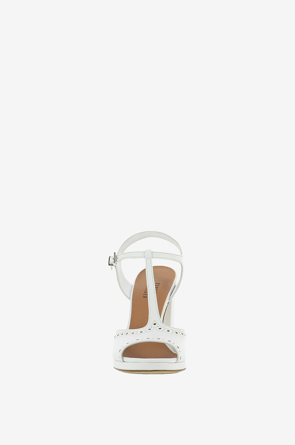 BONGENIE Perforated open leather sandals Women WHITE 2