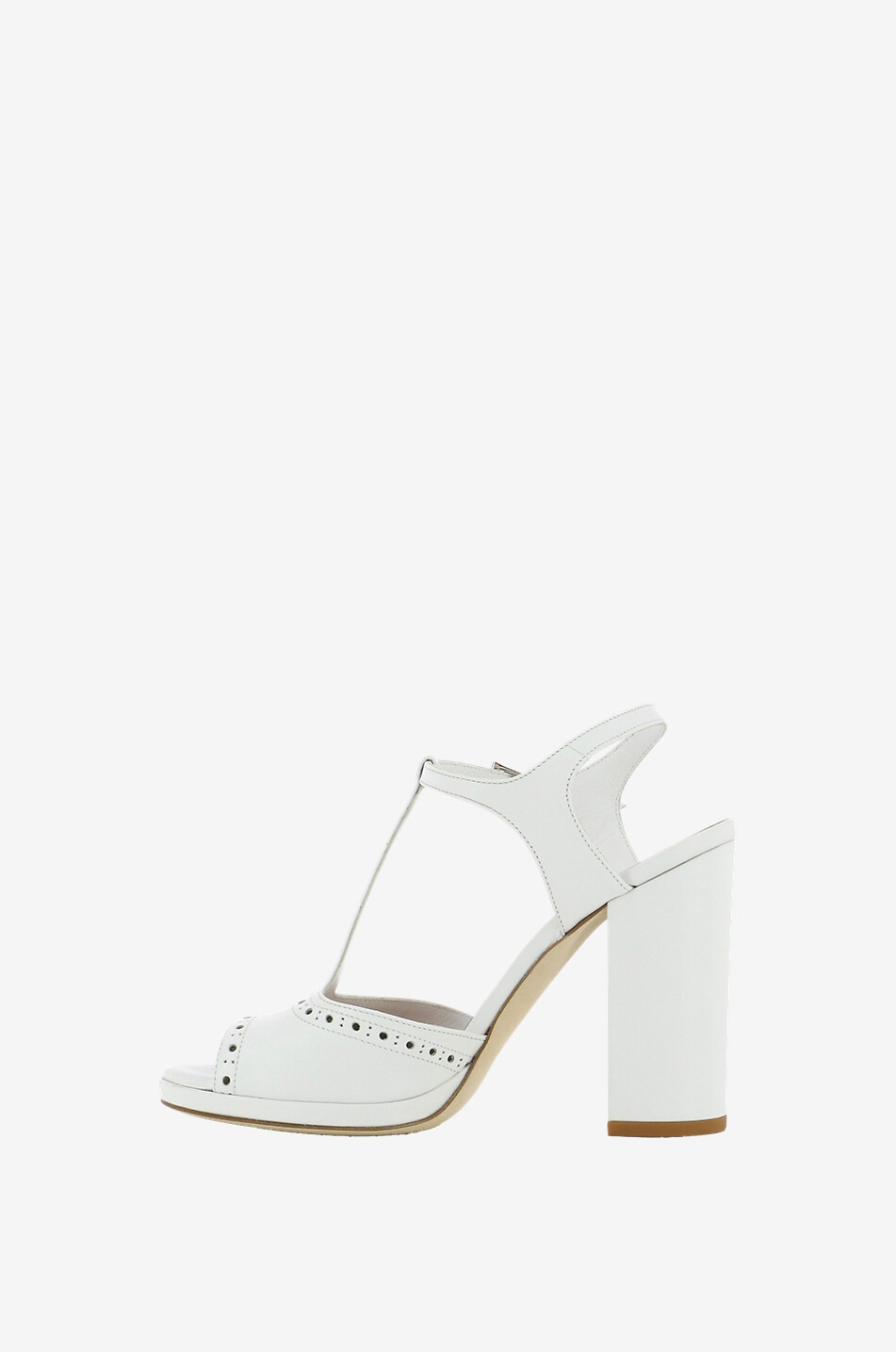 BONGENIE Perforated open leather sandals Women WHITE 3
