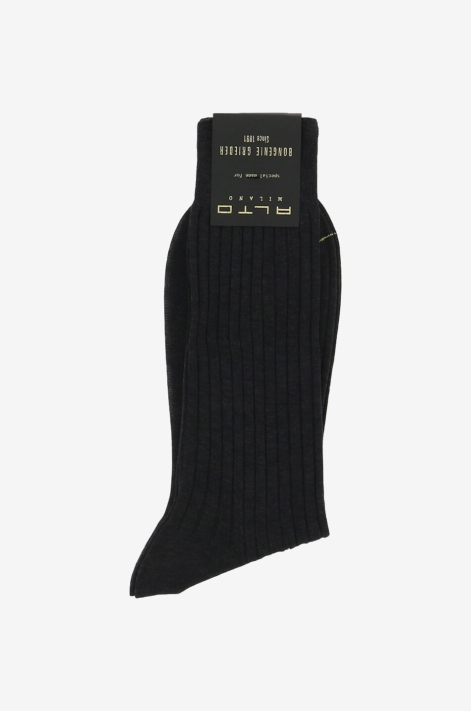 ALTO MILANO Feine kurze Rippstrickstrümpfe Filoscozia Herren DUNKELGRAU 1