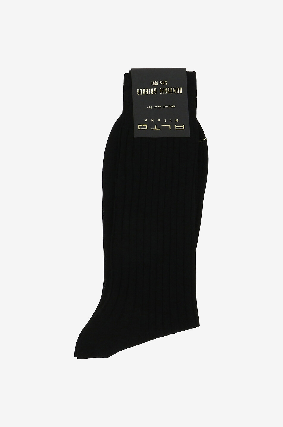 ALTO MILANO Feine kurze Rippstrickstrümpfe Filoscozia Herren SCHWARZ 1