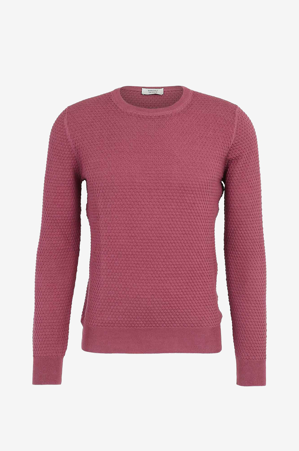 BONGÉNIE Textured cotton round neck jumper Men LIGHT RED 1