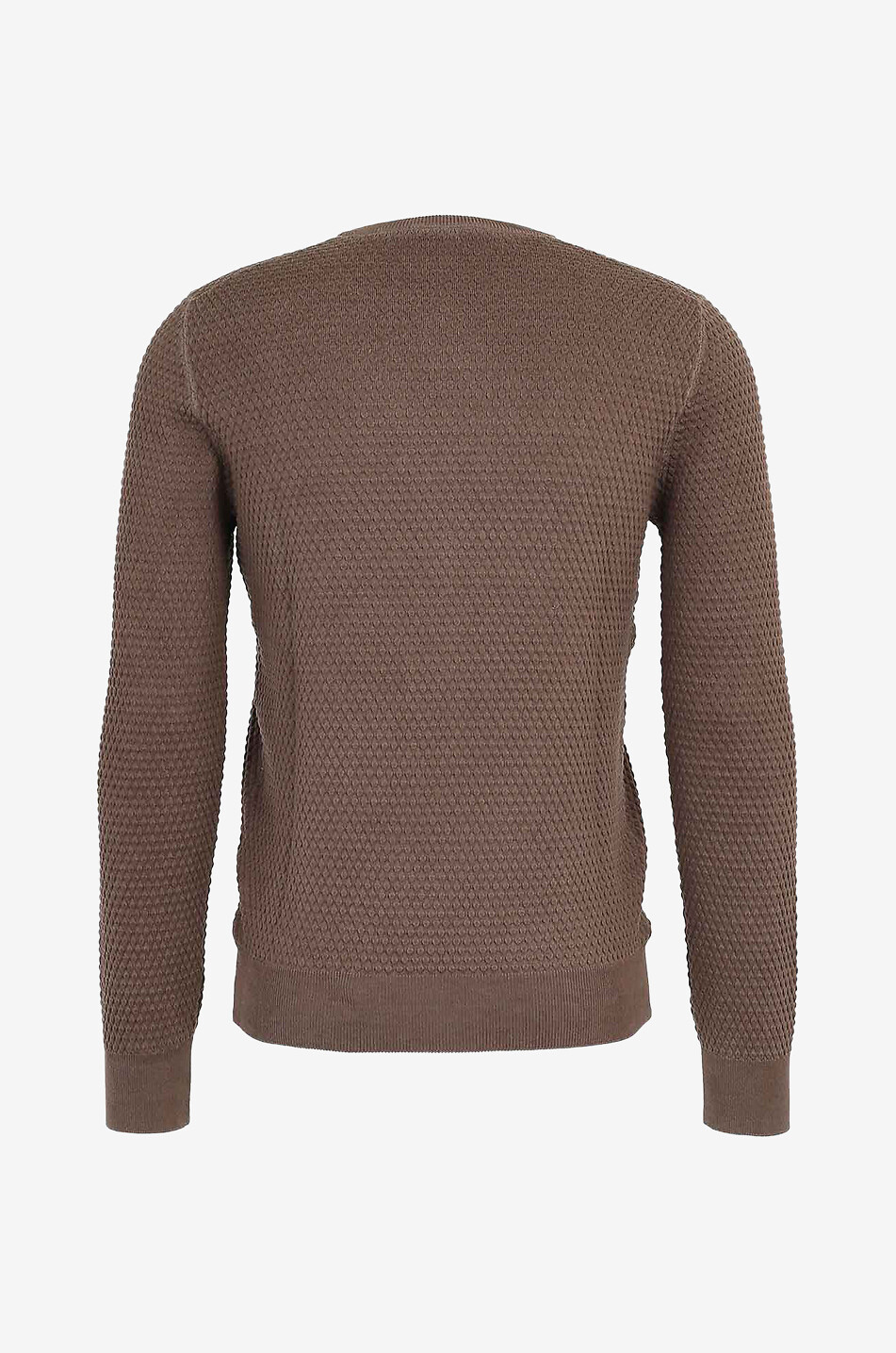 BONGÉNIE Pull col rond en coton texturé Homme MARRON 2