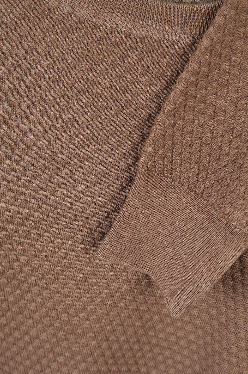 BONGÉNIE Pull col rond en coton texturé Homme MARRON 3