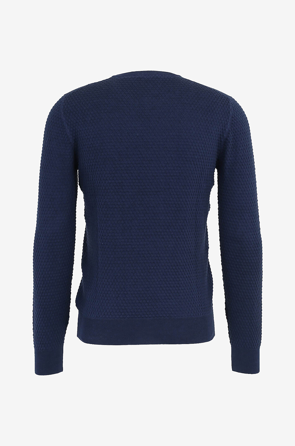 BONGÉNIE Pull col rond en coton texturé Homme BLEU FONCE 2