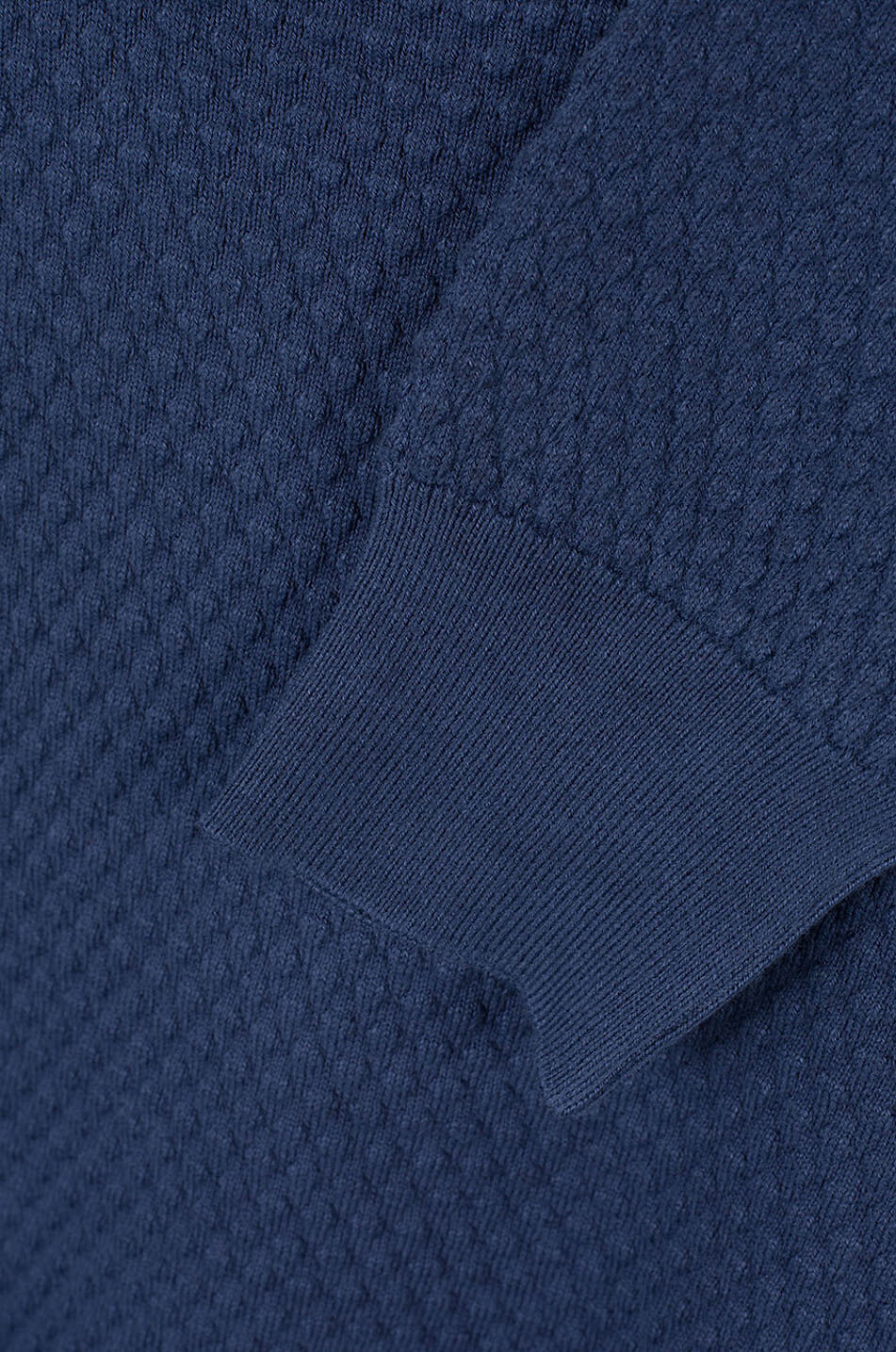 BONGÉNIE Pull col rond en coton texturé Homme BLEU FONCE 3