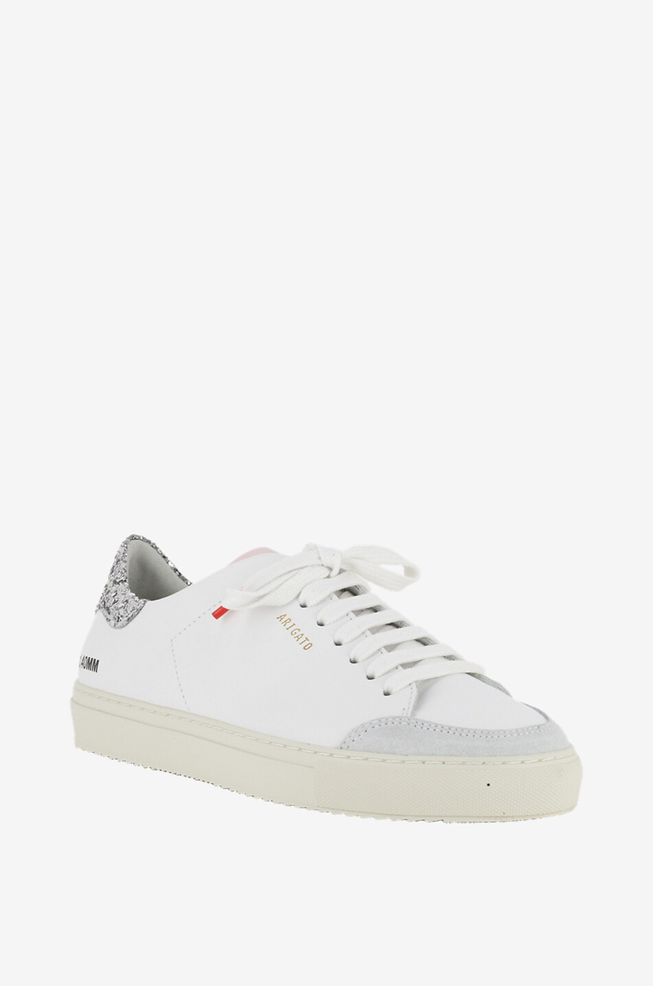 Baskets blanches détails gris, roses et paillettes Clean 90