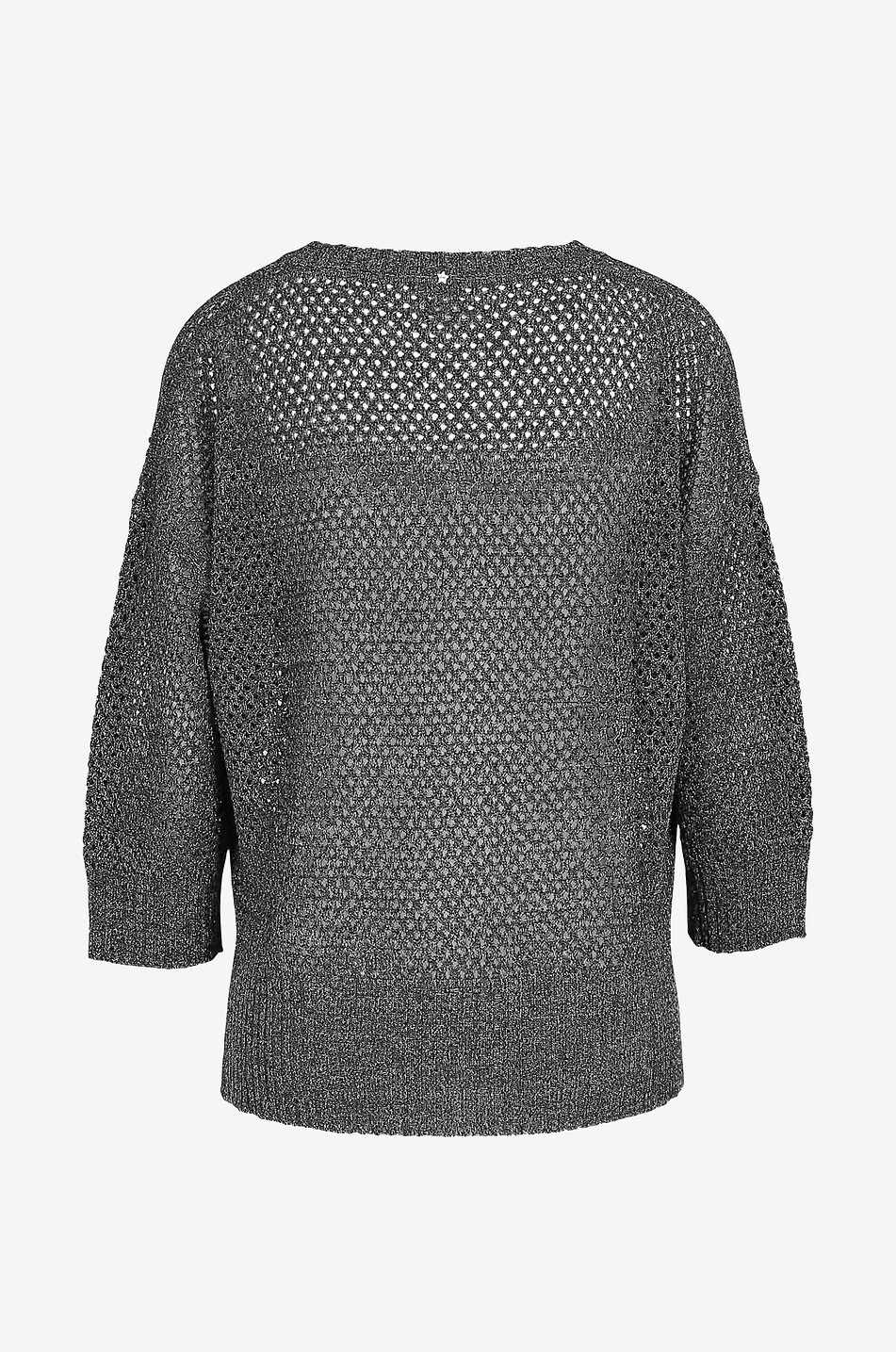 LORENA ANTONIAZZI Sparkling net effect V-neck jumper Women DARK GREY 2
