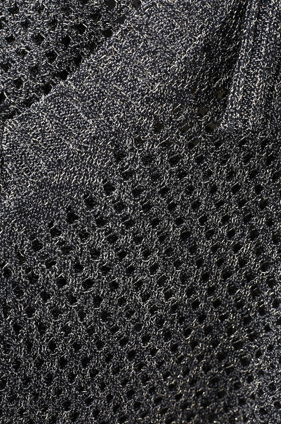 LORENA ANTONIAZZI Sparkling net effect V-neck jumper Women DARK GREY 3