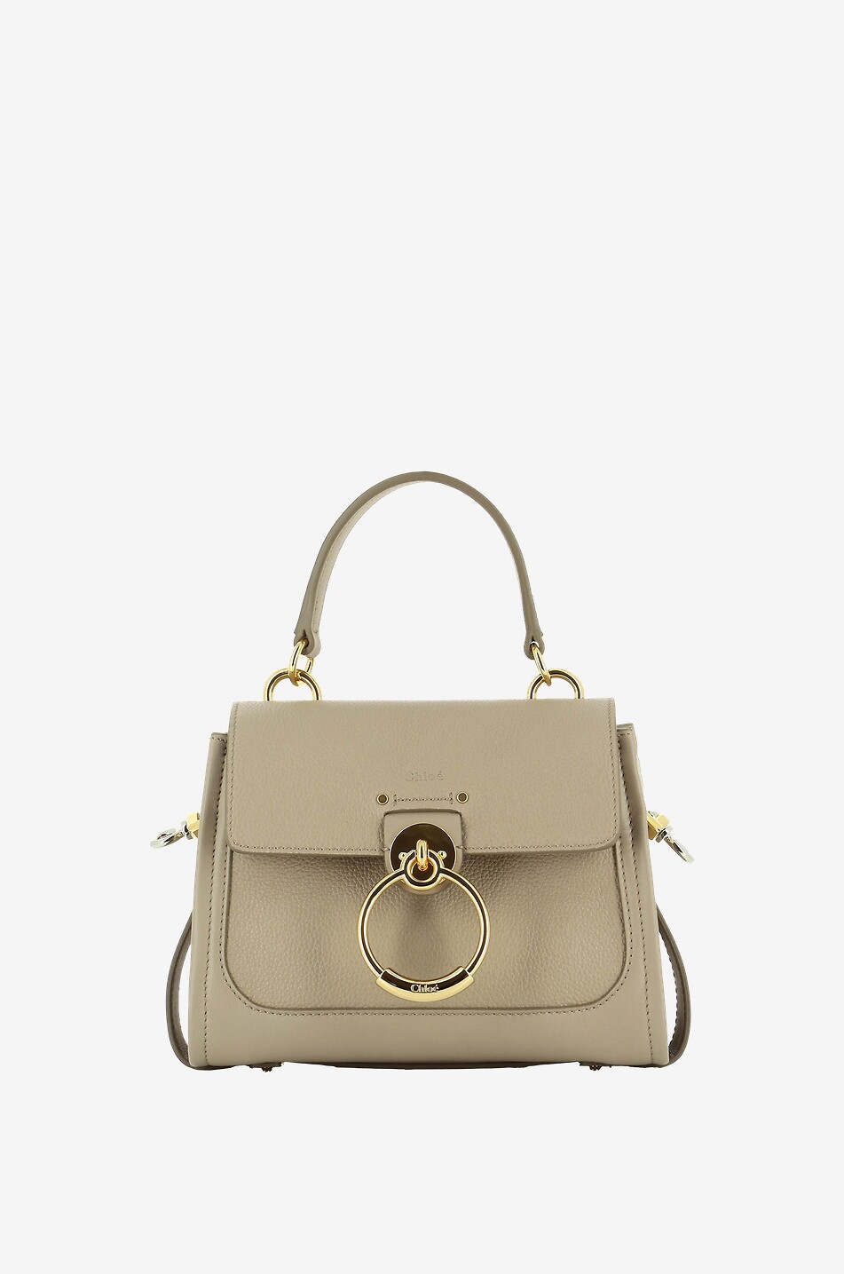 CHLOE Tess mini grained and smooth leather bag Women GREY 1