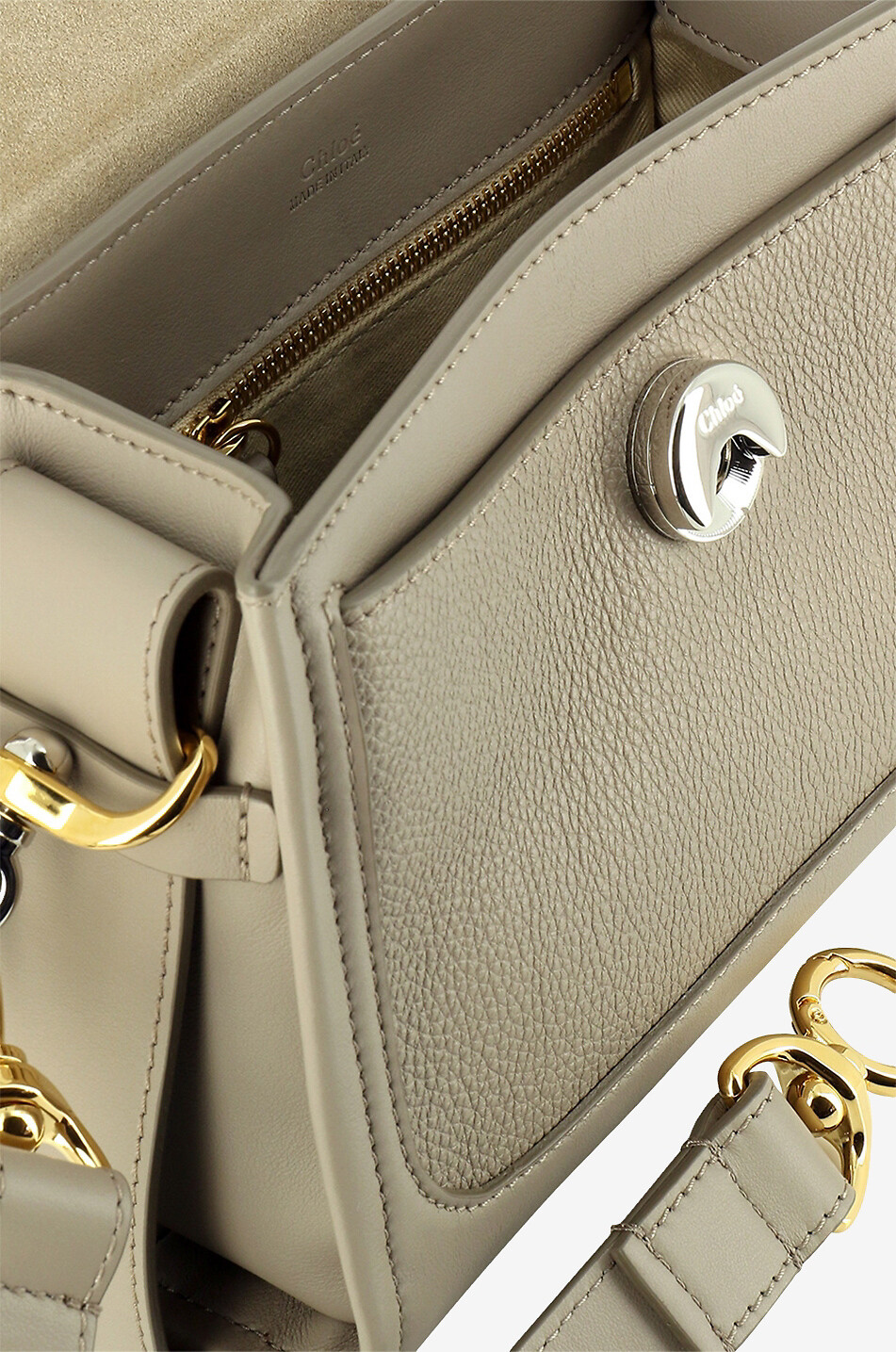 CHLOE Tess mini grained and smooth leather bag Women GREY 6