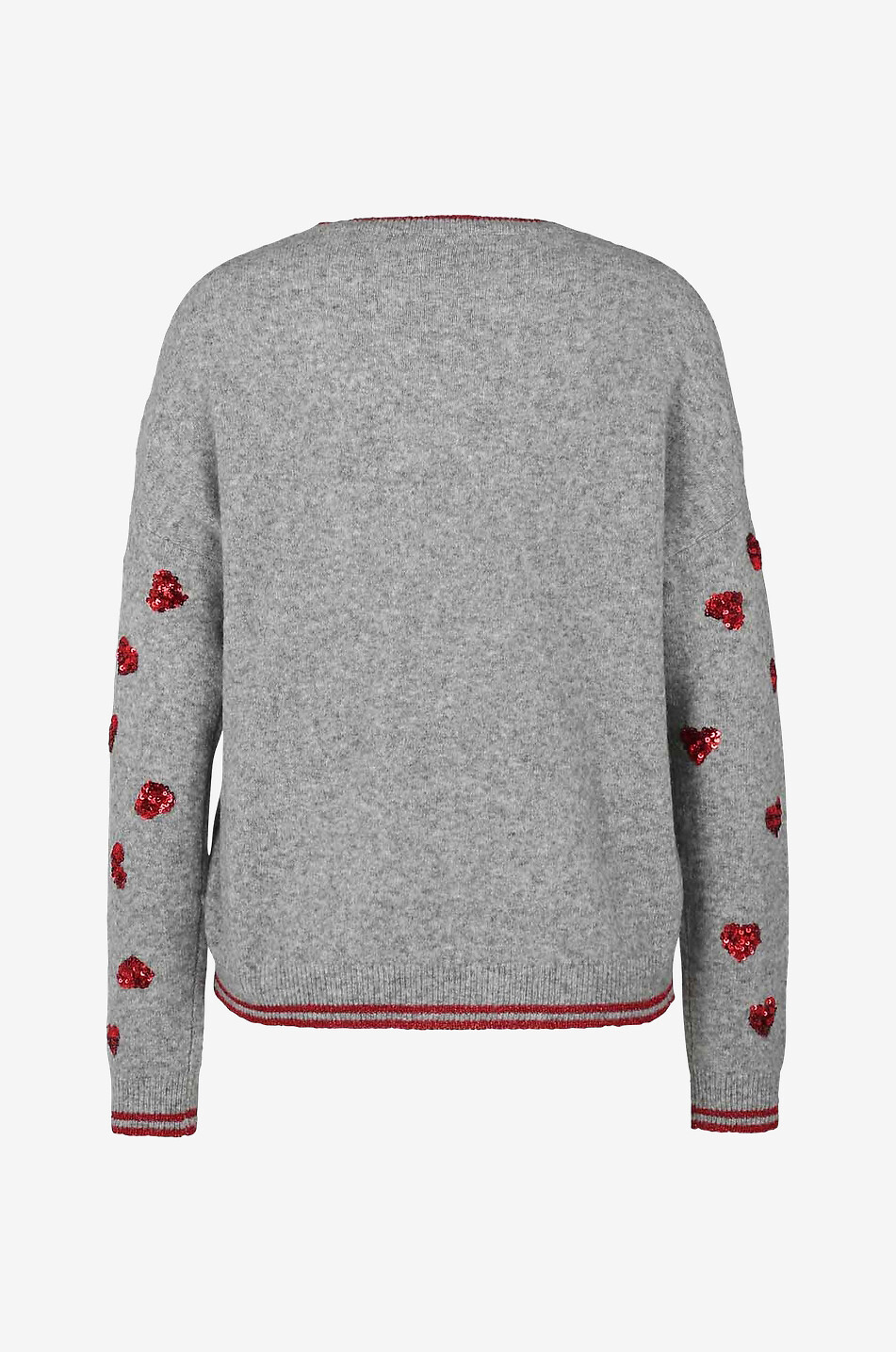 Sequin heart embroidered crewneck jumper PRINCESS GREY Bongénie