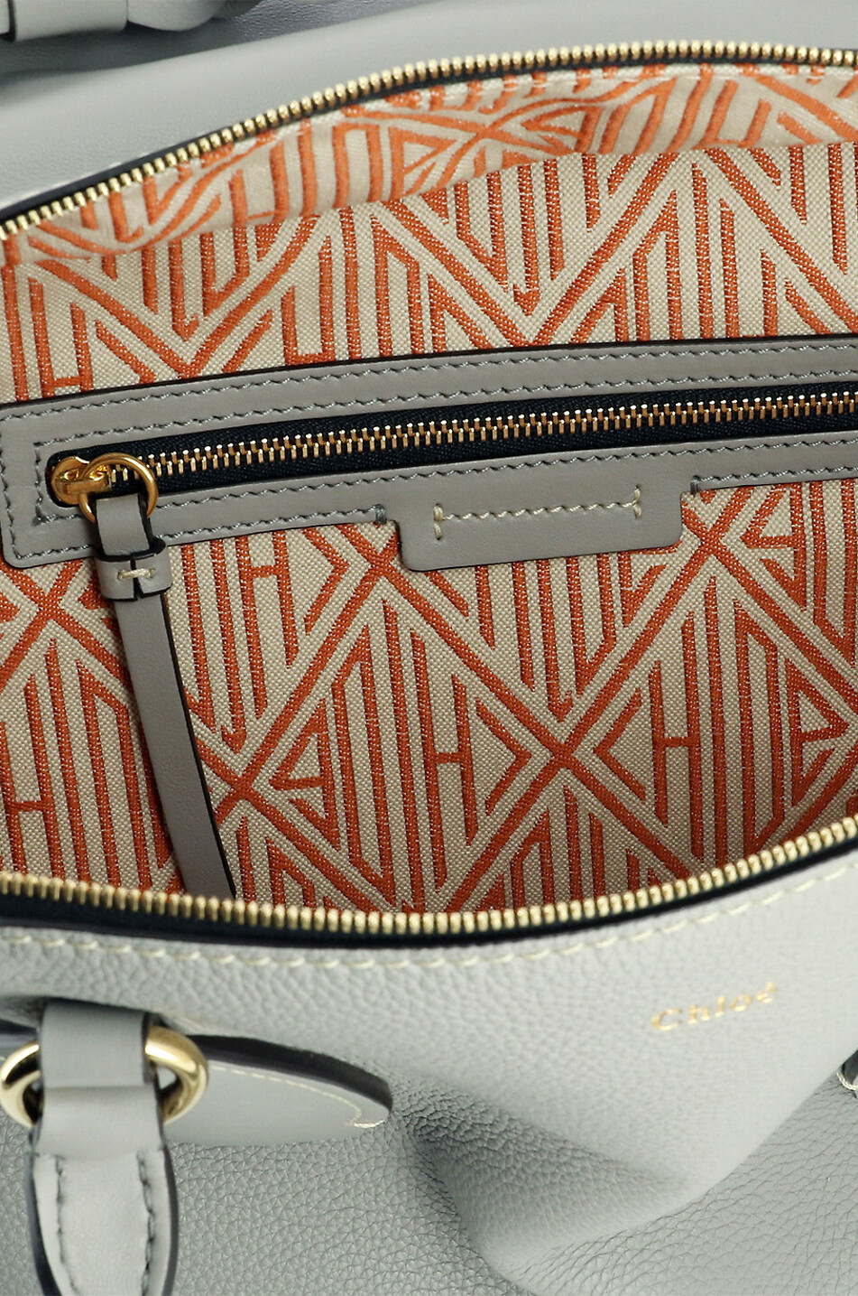 CHLOE Sac à main en cuir lisse et grainé Daria Medium Femme GRIS 5
