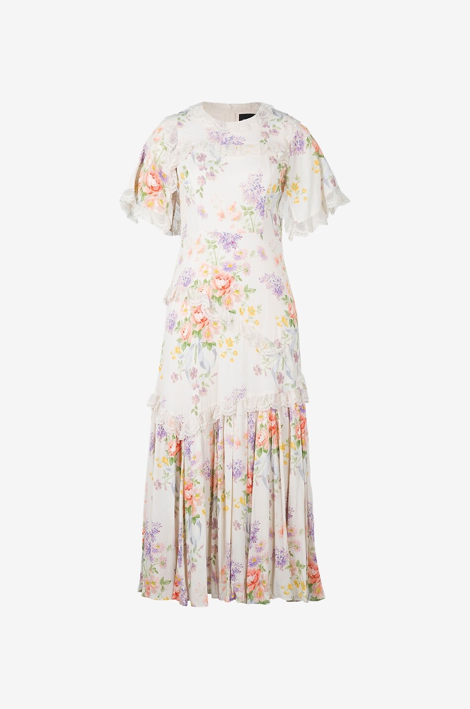 Robe en viscose à volants et fleurs Elsa