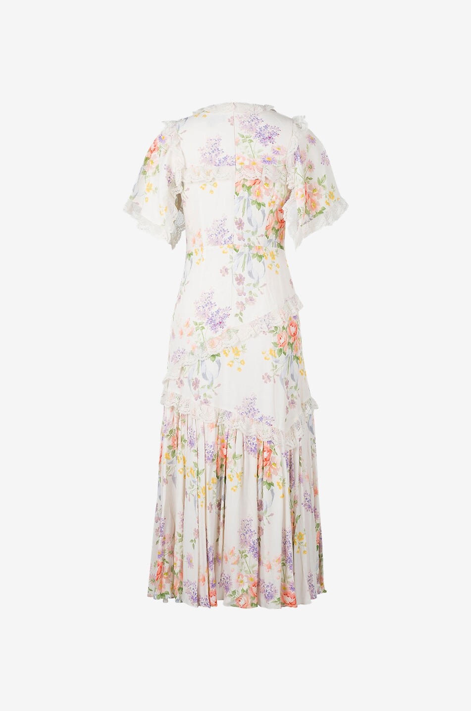 Robe en viscose à volants et fleurs Elsa