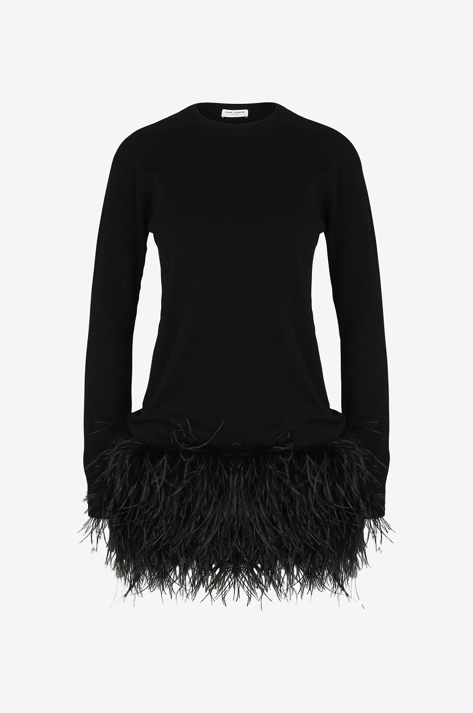 Cashmere feather trim mini dress