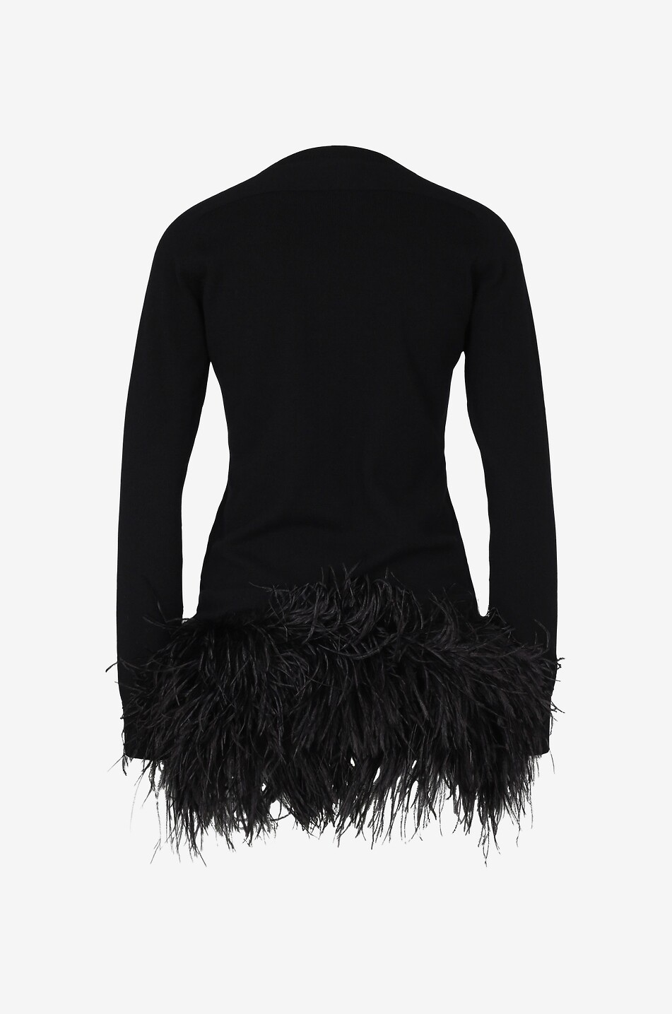 SAINT LAURENT PARIS Minikleid aus Kaschmir mit Federsaum Damen SCHWARZ 2