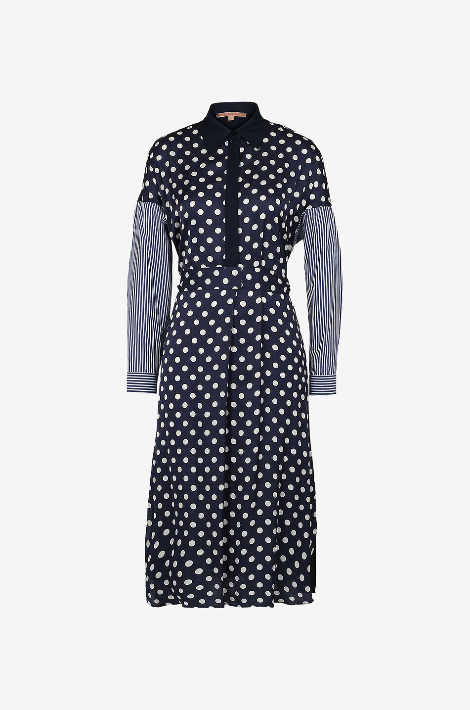 Robe tunique multi-matière à rayures et pois