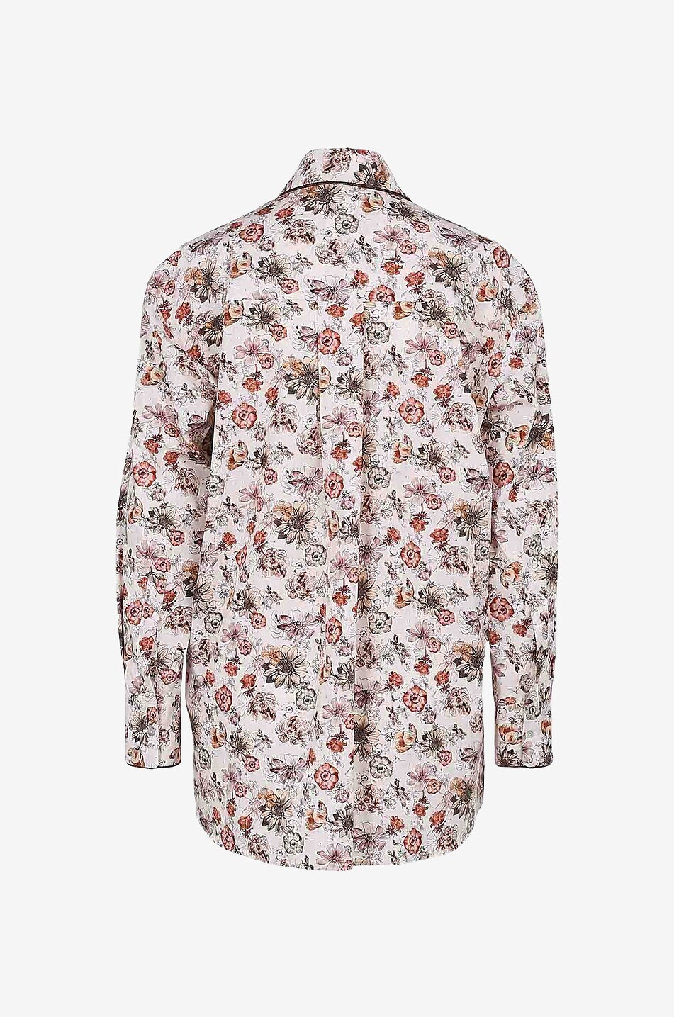 LA CAMICIA Lange Bluse aus geblümter Popeline mit Lurex-Paspeln Damen BUNT 2