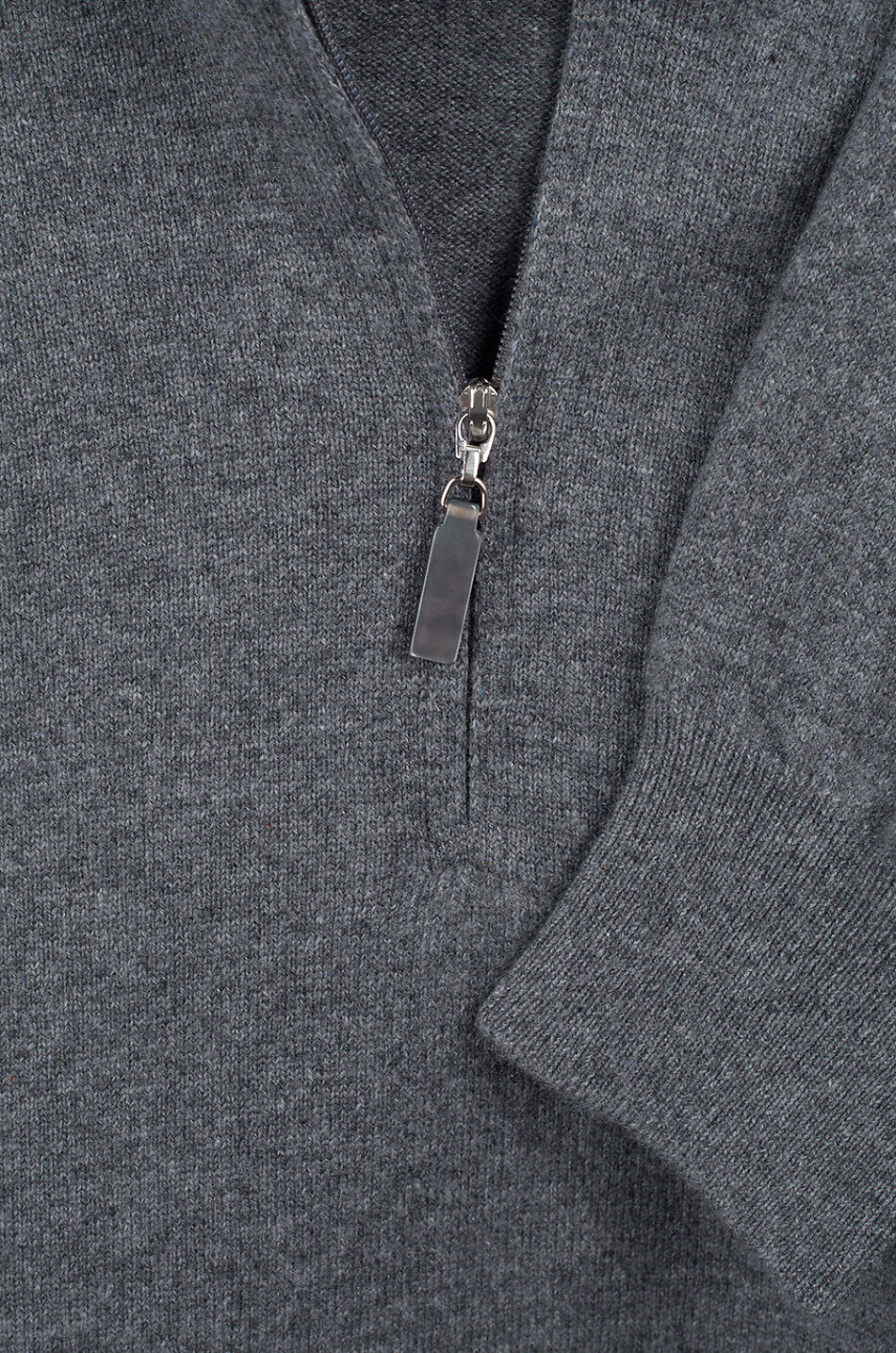GRAN SASSO Pull fin col montant zippé en cachemire Homme GRIS MOYEN 3
