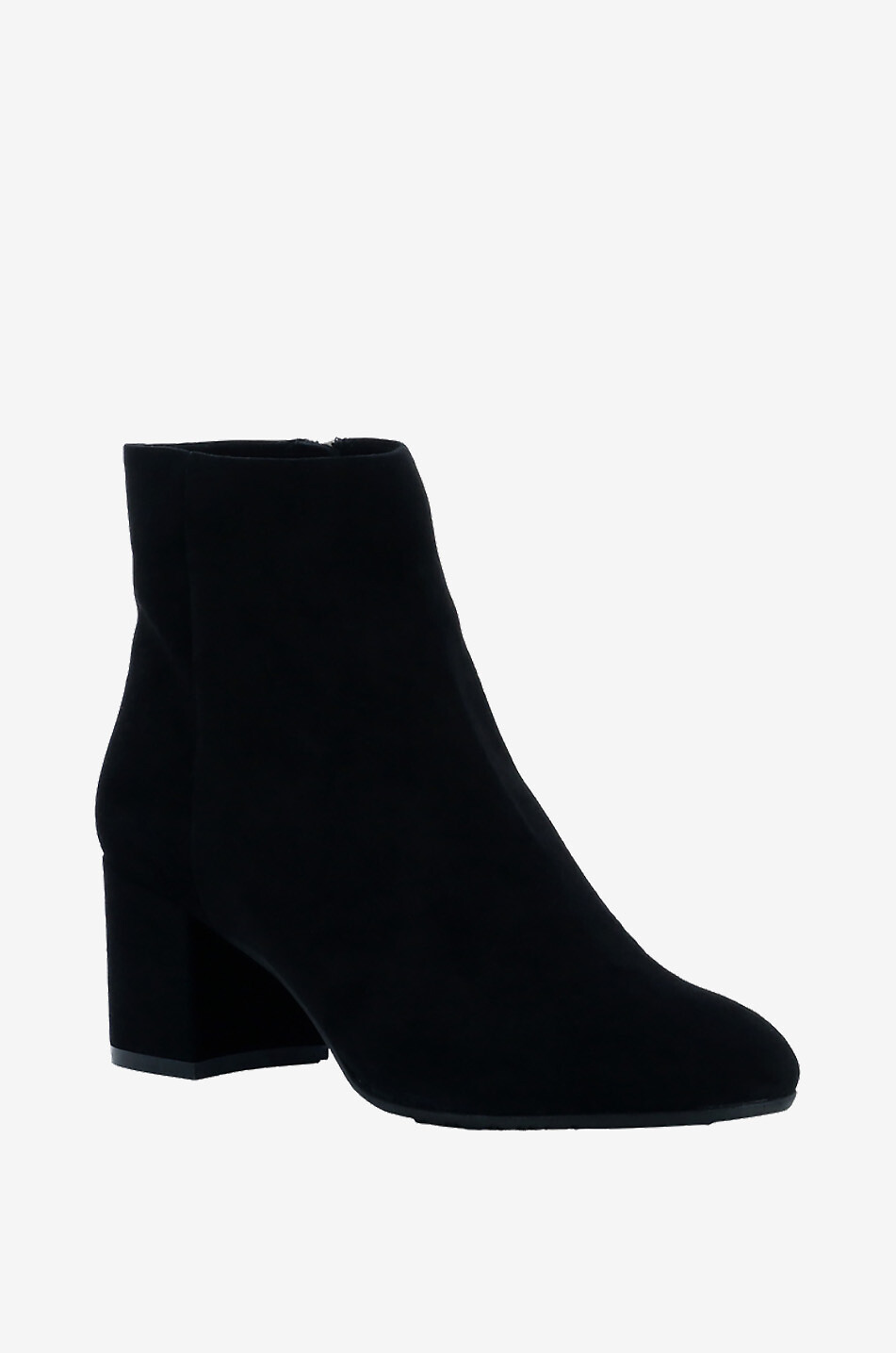 BONGENIE Stiefeletten mit Blockabsatz aus samtigem Wildleder Camoscio Damen SCHWARZ 1