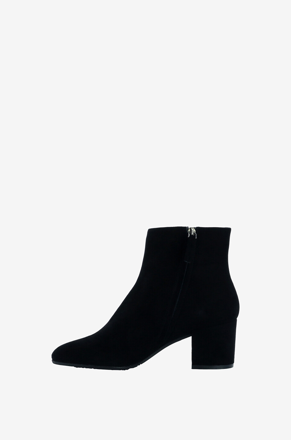BONGENIE Stiefeletten mit Blockabsatz aus samtigem Wildleder Camoscio Damen SCHWARZ 3