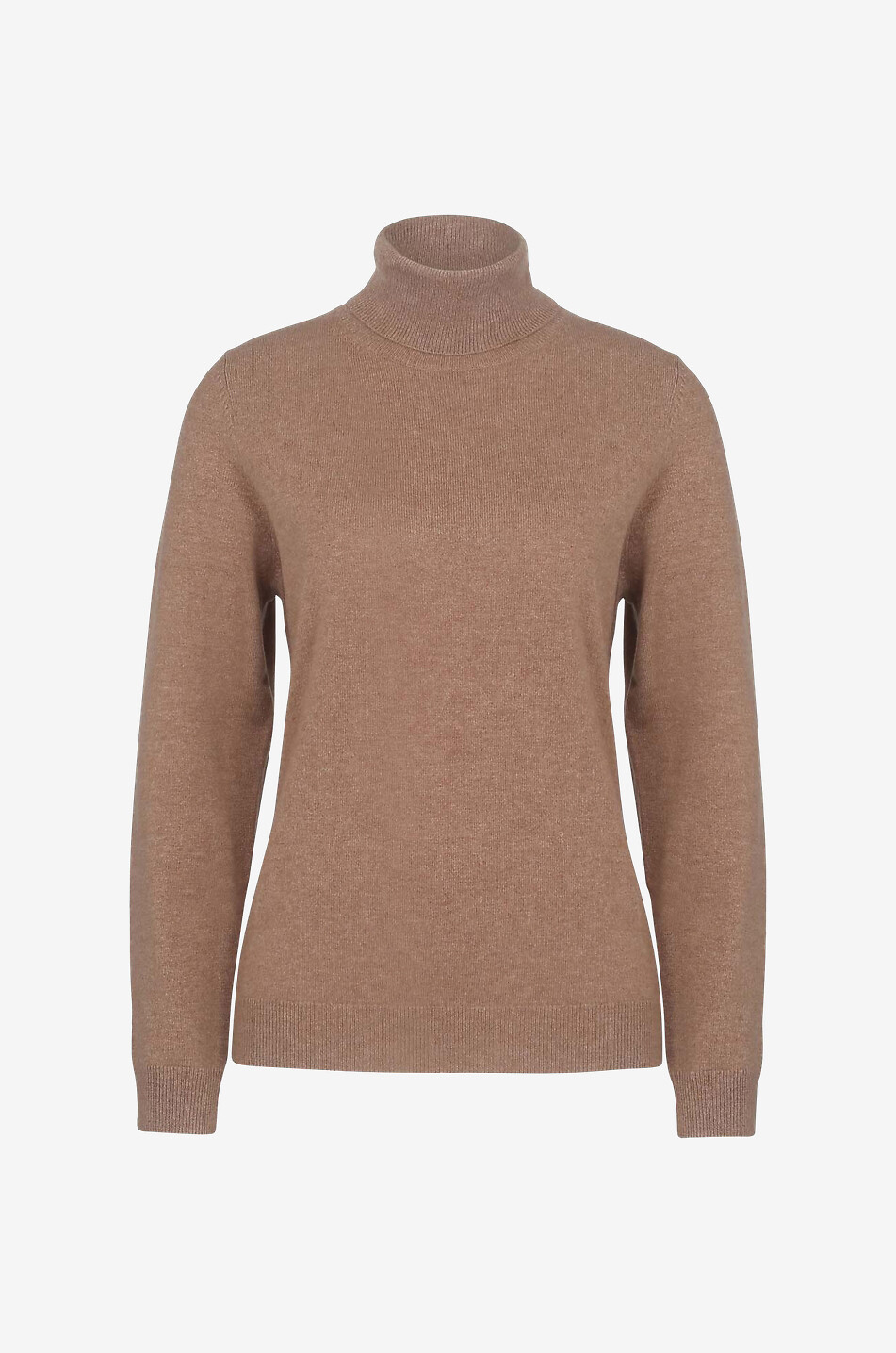 BONGÉNIE Pull fin ajusté en cachemire à col roulé Femme Beige moyen 1