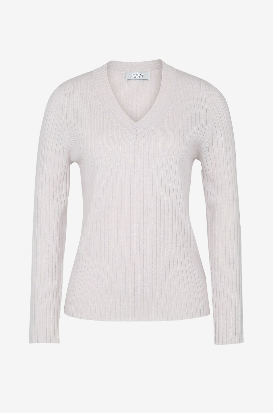 Gerippter V-Kragen-Pullover aus Kaschmir