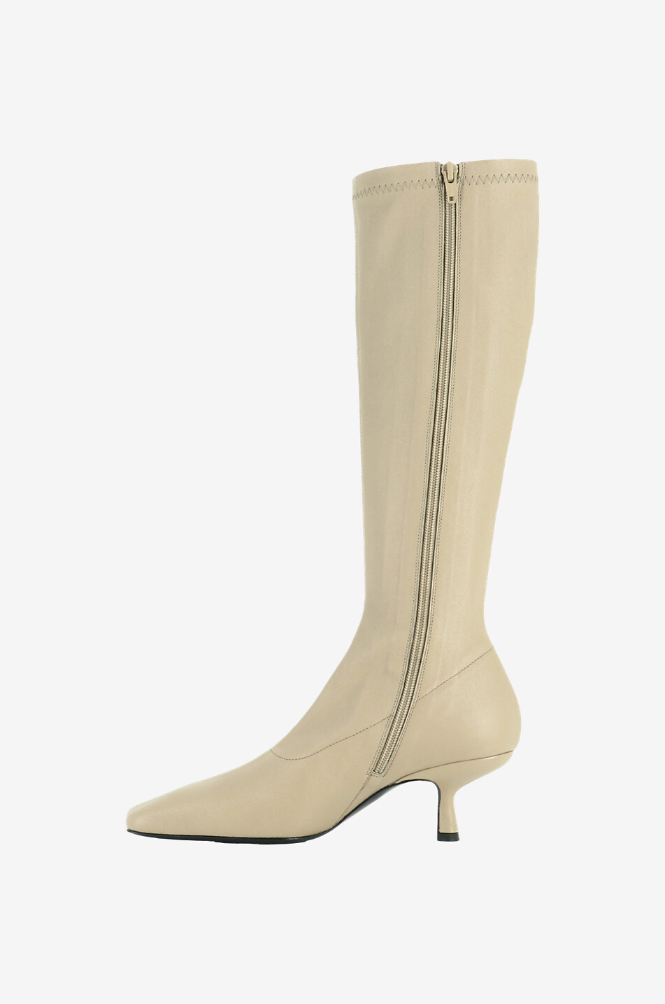 BY FAR Rosalia 50 stretch leather boots with square toe Women LIGHT KHAKI 3