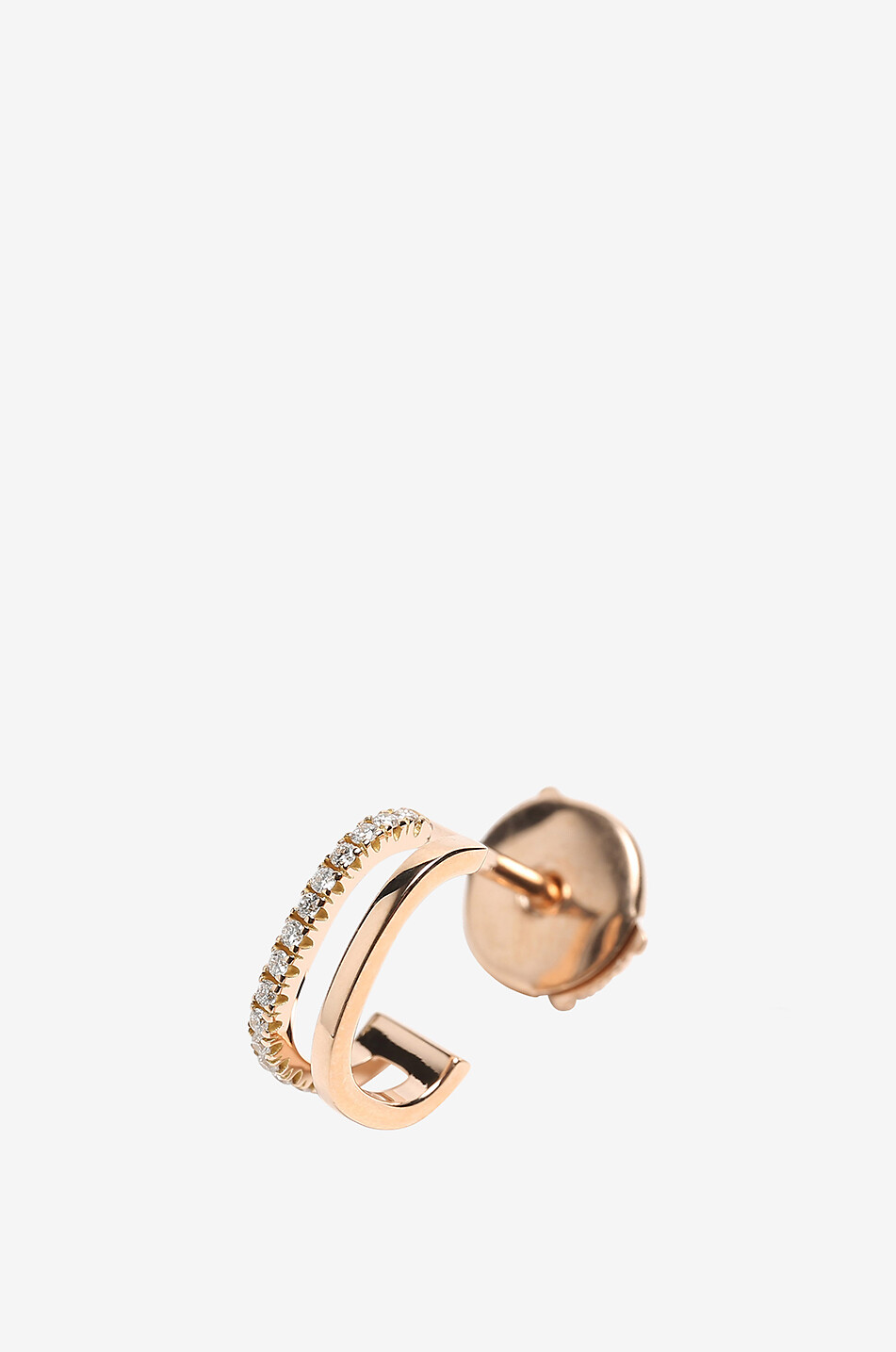 Mono-boucle d'oreilles en or rose et diamants Charlie Double