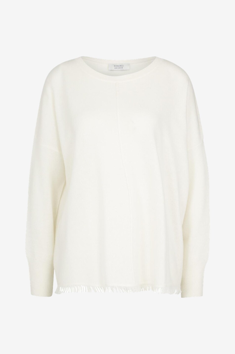 BONGENIE Kaschmirpullover mit Fransen Damen CREMEFARBEN 1