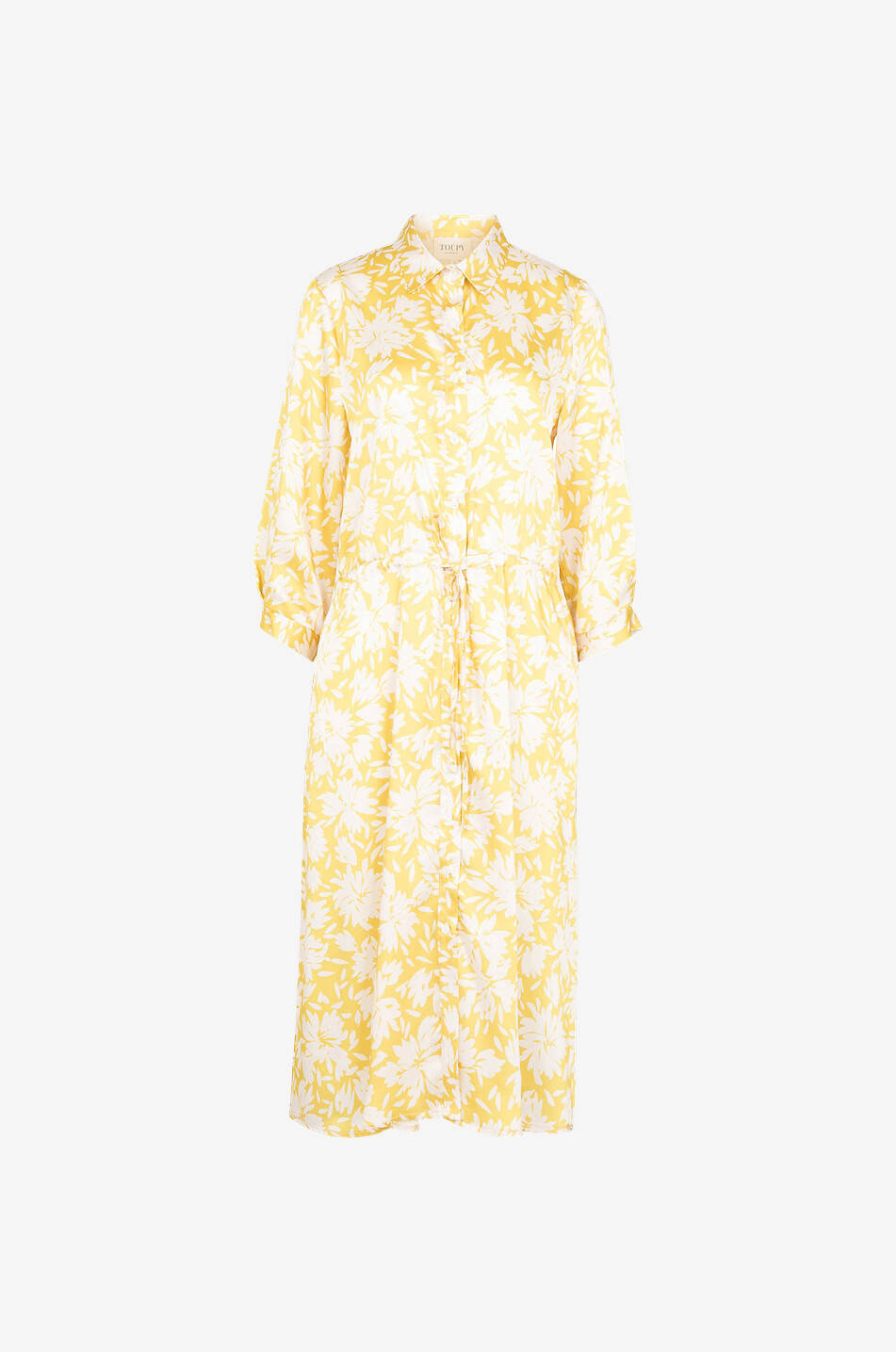 TOUPY Spring floral twill midi-length shirt dress Women YELLOW 1