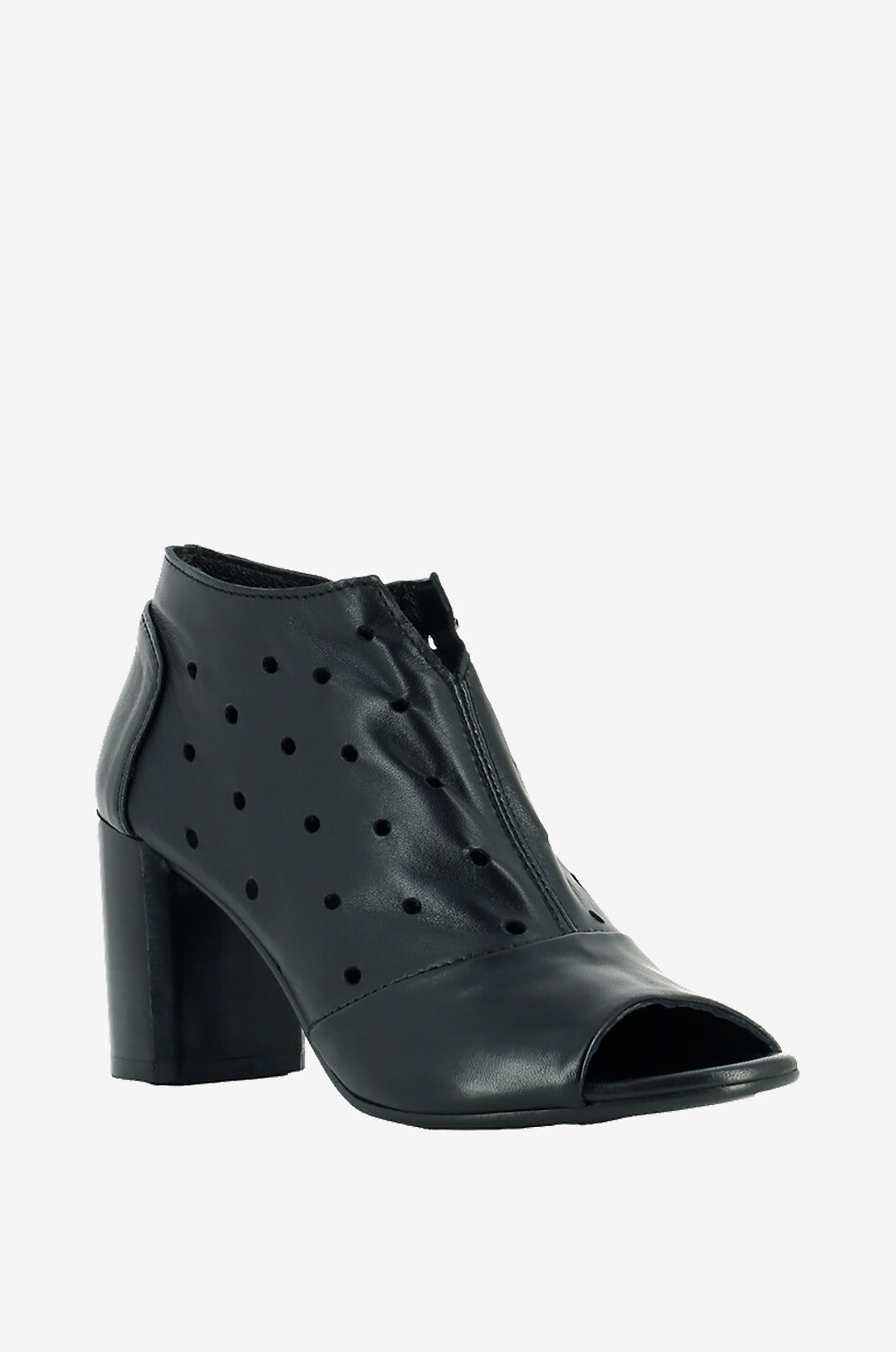 BONGENIE Offene Stiefeletten mit Absatz aus Stretch-Nappaleder Damen BLACK 1