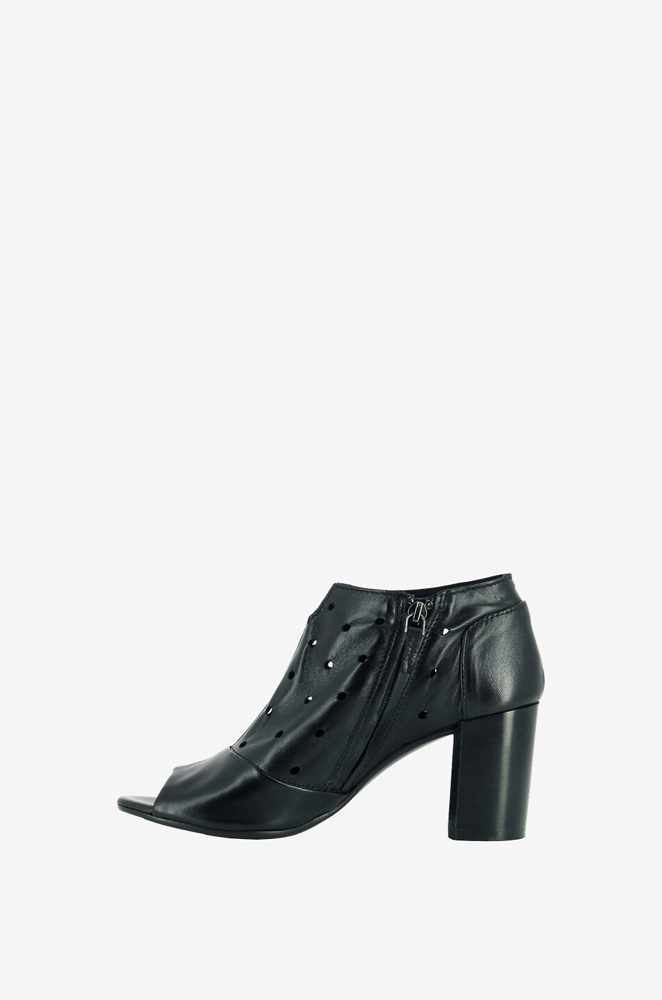 BONGENIE Offene Stiefeletten mit Absatz aus Stretch-Nappaleder Damen BLACK 3