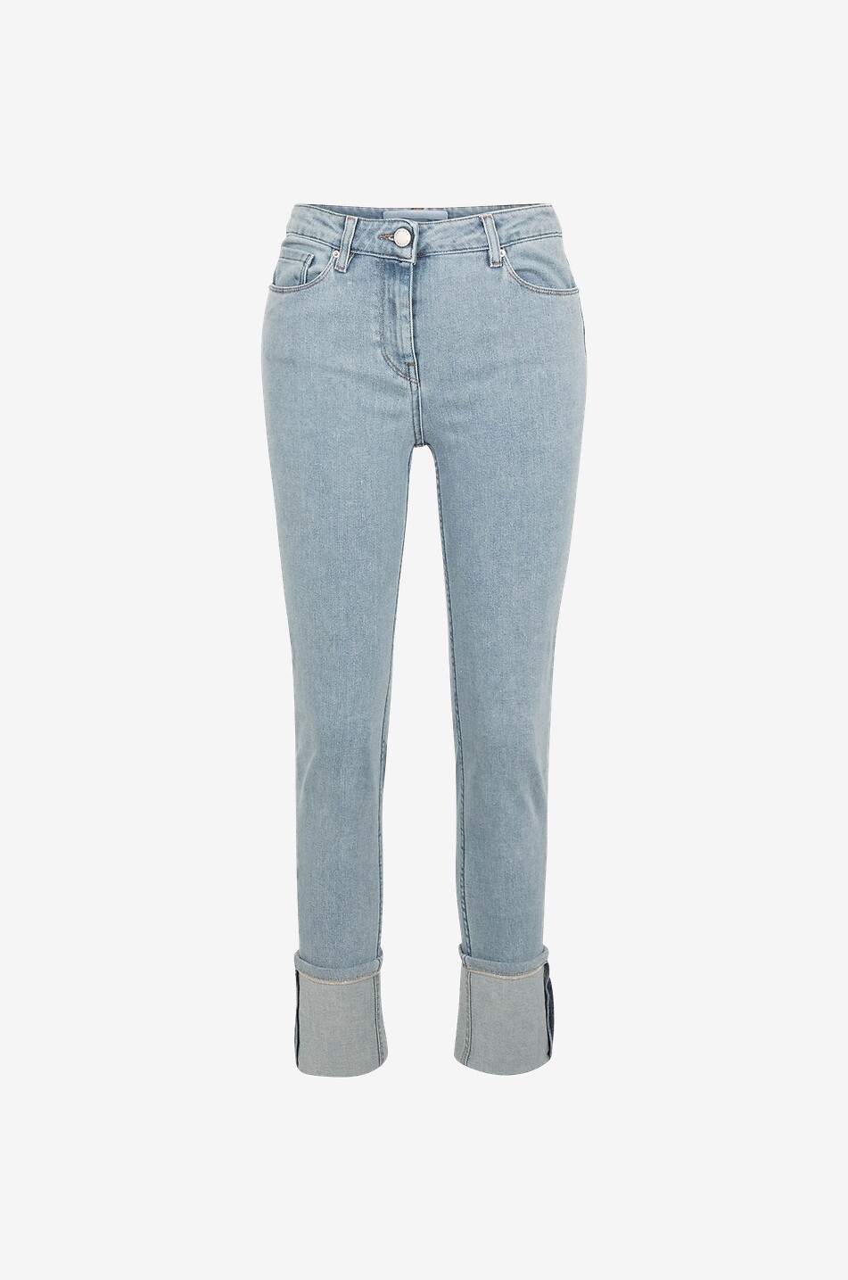 FABIANA FILIPPI Tody slim-fit jeans with bead embroidered turn-ups Women BLUE 1
