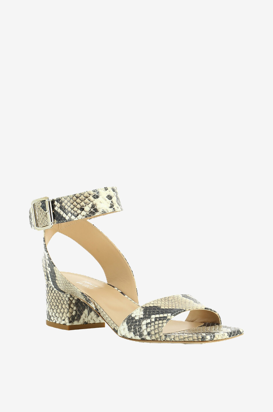 BONGENIE Sandales à talon carré en cuir effet python 50 Femme BEIGE 1