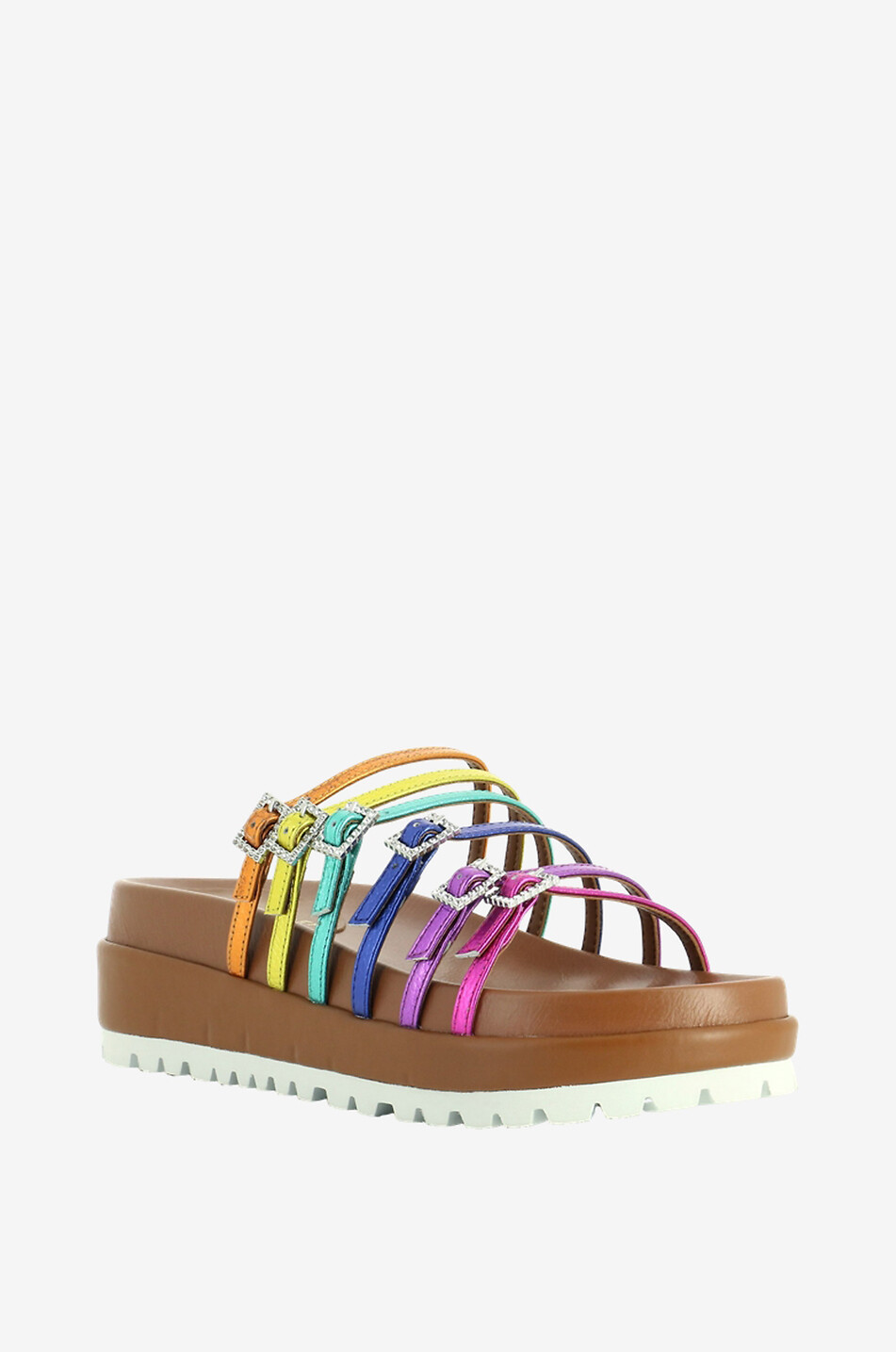 Plateau-Sandalen aus Metallic-Leder Marlo Rainbow