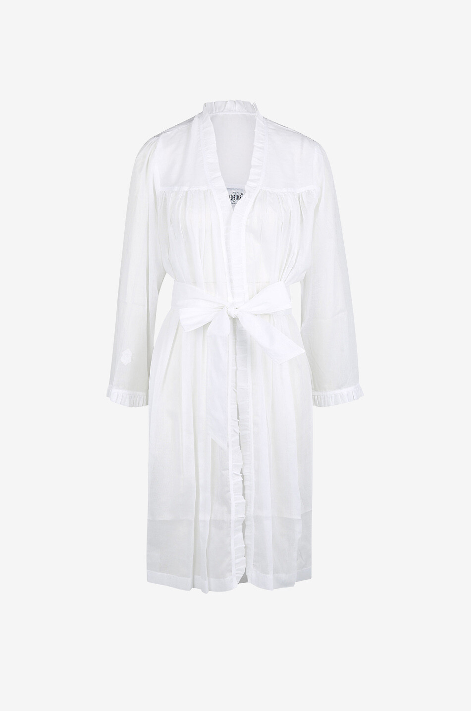 Robe de chambre en voile de coton à volants Celeste-1