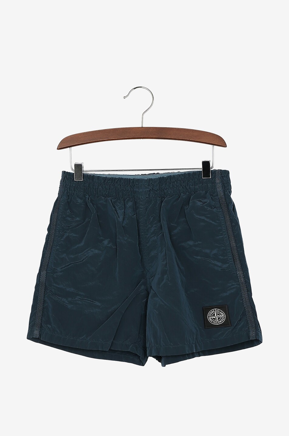STONE ISLAND JUNIOR Compass boys' nylon shorts in crinkle effect Boy BLUE 1