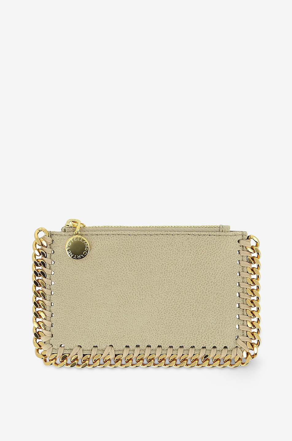 Porte-cartes en daim synthétique zippé Falabella Shaggy Deer