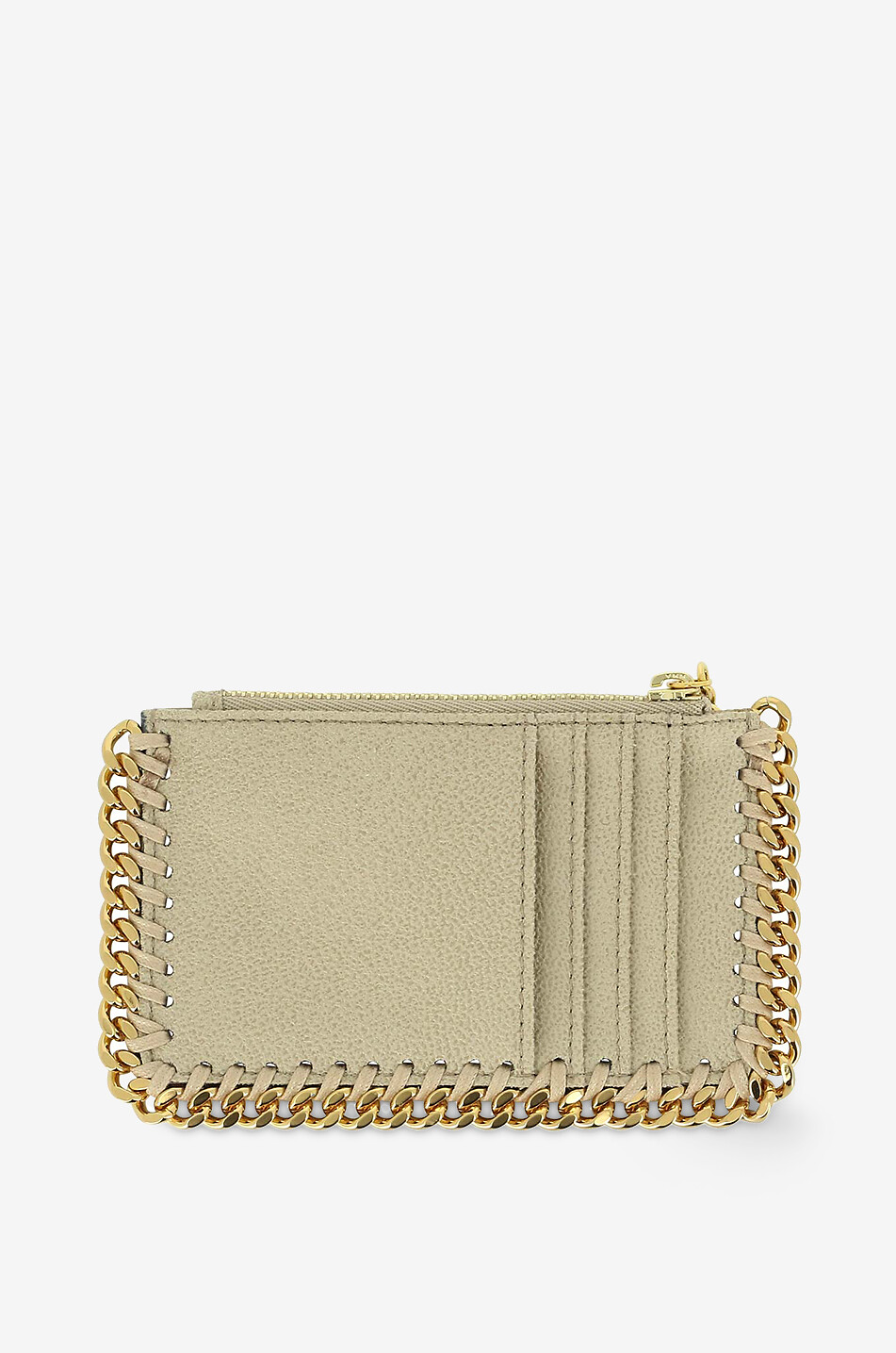 Porte-cartes en daim synthétique zippé Falabella Shaggy Deer