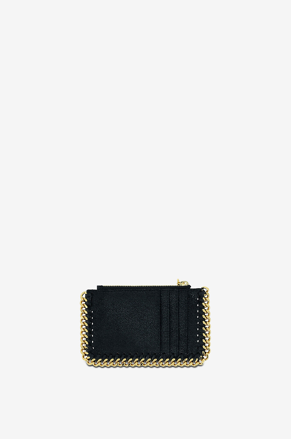 STELLA McCARTNEY Porte-cartes en daim synthétique zippé Falabella Shaggy Deer Femme NOIR 2