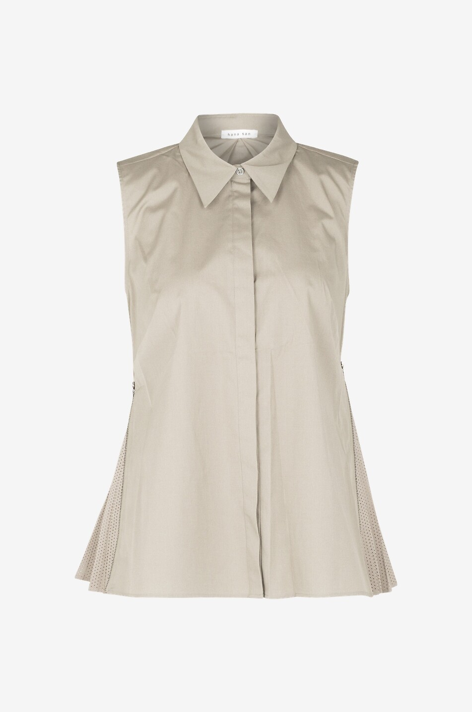 HANA SAN Plissiertes Top mit Reissverschluss aus Baumwolle Nella Damen KHAKI 1